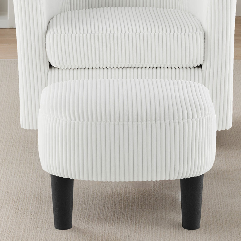Fauteuil d'appoint pivotant à 360 ° avec fauteuil inclinable confortable en velours côtelé avec repose-pieds, Blanc