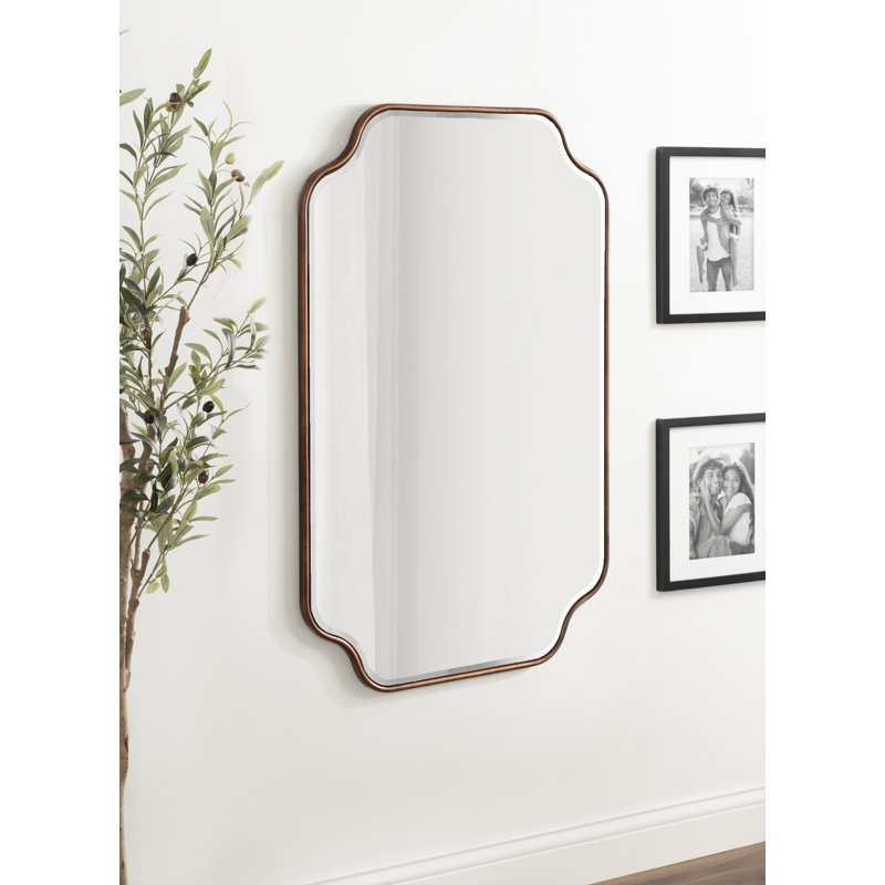 Aransa Scalloped Rectangle Wall Mirror, 36" x 24", Bronze