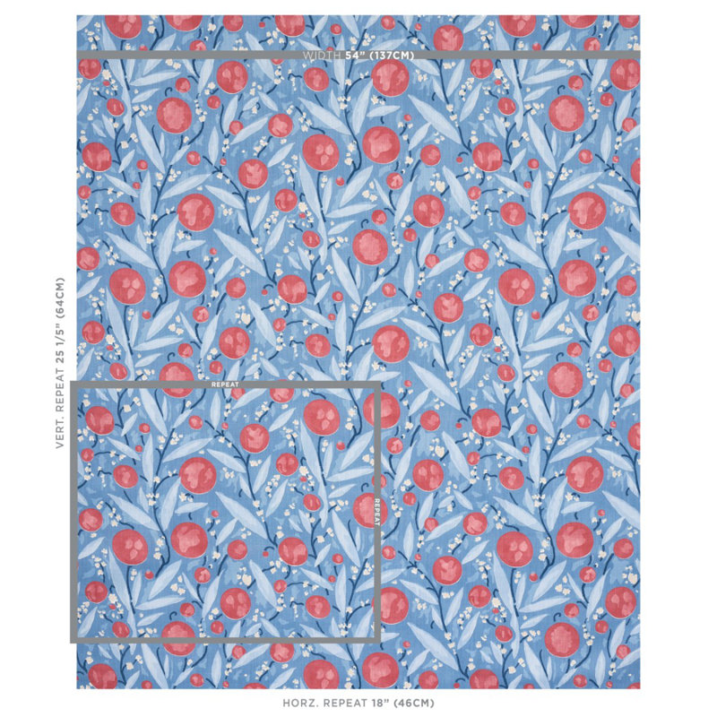 Mirabelle Fabric, Berry/Blue