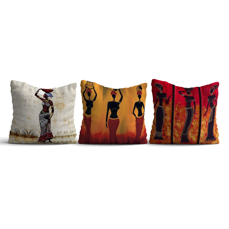 Ensemble de housses de coussin élégantes (3 pièces), 50% coton, 50% polyester | Lavable à la machine, repassable, impression numérique | Parfait pour la décoration intérieure, le salon et la chambre à coucher