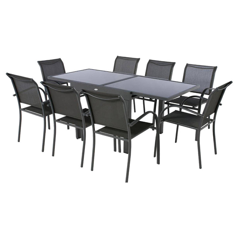 Antonioni Rectangular Metal Extendable Outdoor Dining Table , 90cm cm W 90cm cm D, Graphite
