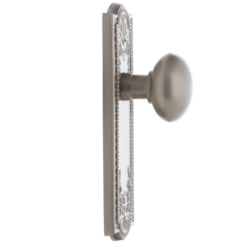 Grandeur Parthenon Plate Double Dummy with Fifth Avenue Door Knob, Satin Nickel