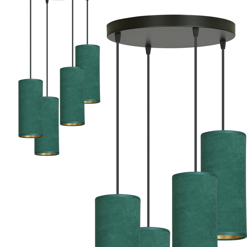 Ealidh 4 - Light Steel Cluster Pendant, Green