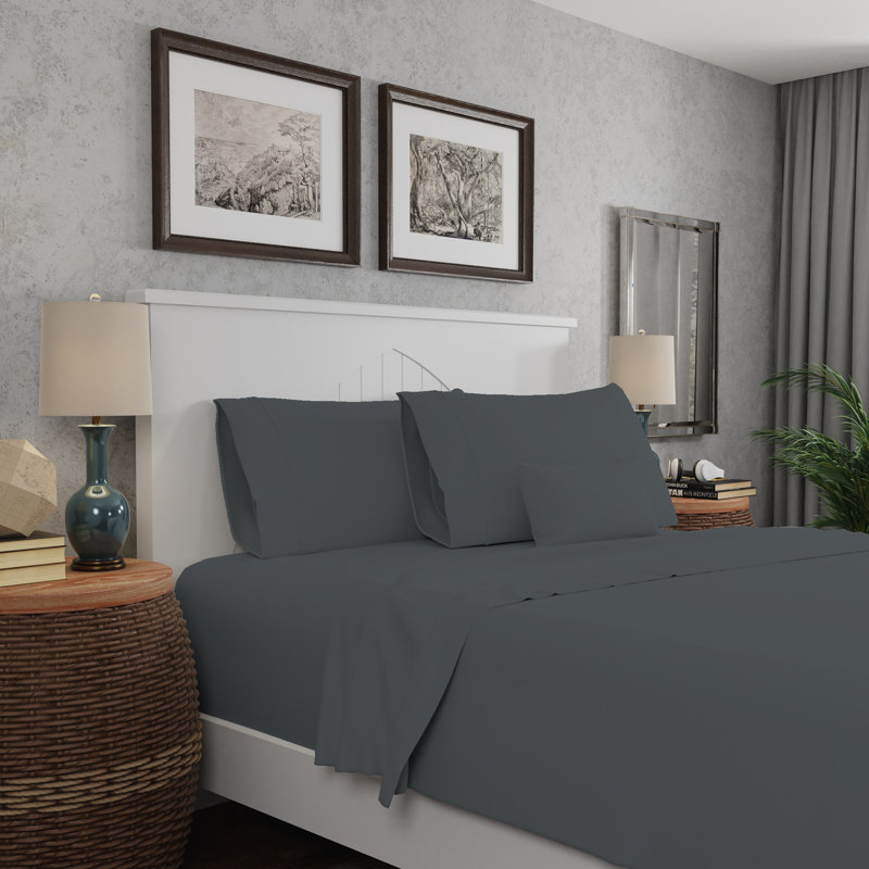 Soft & Silky Cotton Rayon Sheet Set, King, Dark Gray
