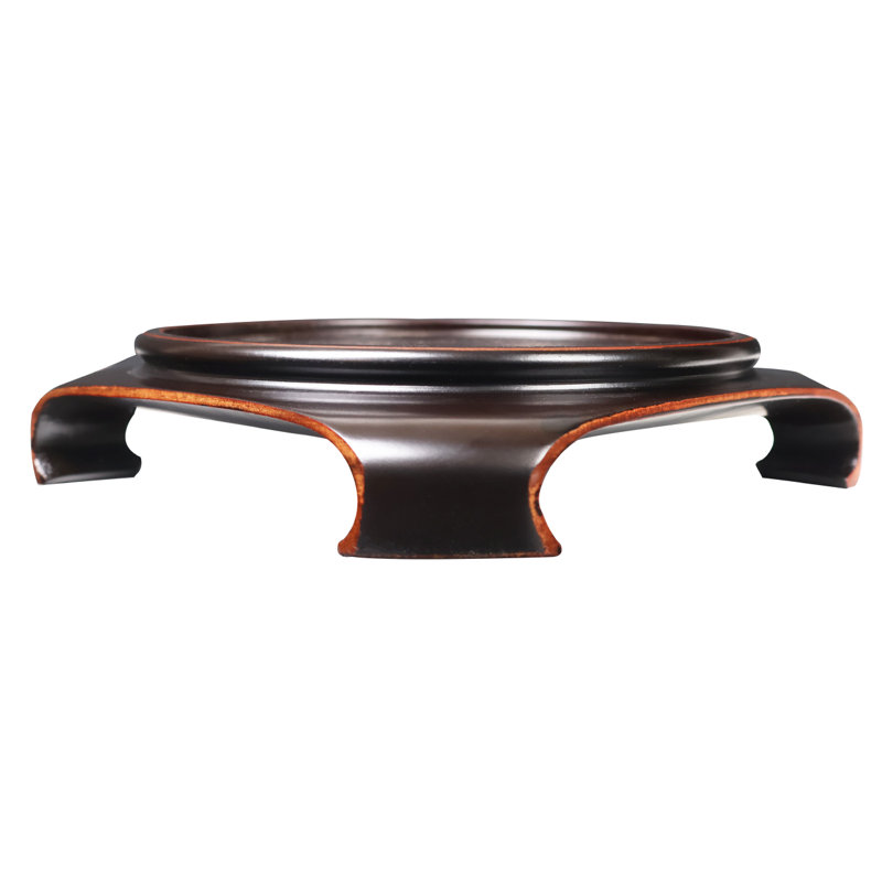 Square Asian Vase Stand with Black Hand Rubbed Finish, 6" H x 6" W x 2" D