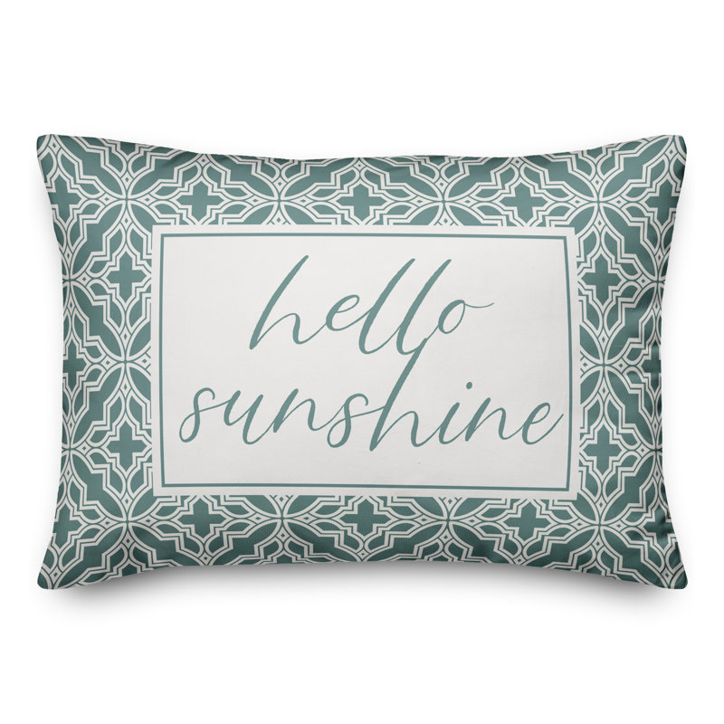 Geometric Outdoor Reversible Throw Pillow, Teal