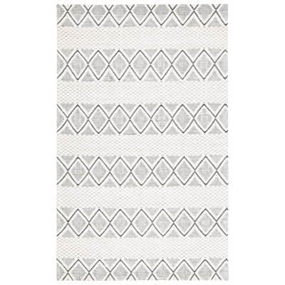 Tapis géométrique en laine et en coton tissé à la main avec latex Marbella
