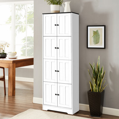 Jarmericus Tall Storage Cabinet with 8 Doors and 4 Shelves, Wall Storage Cabinet for Living Room, Kitchen, Office, Bedroom, Bathroom