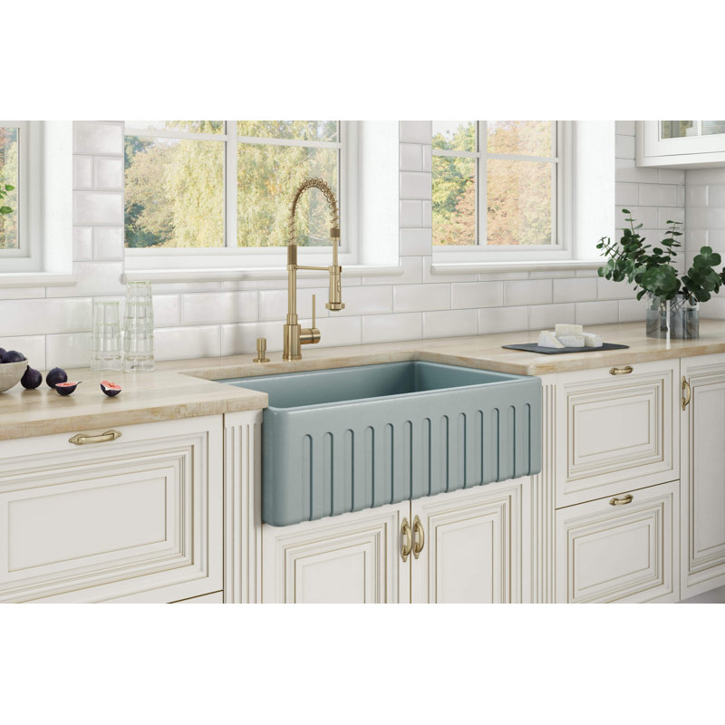 30 x 20 inch Fireclay Reversible Farmhouse Apron-Front Kitchen Sink, Horizon Gray