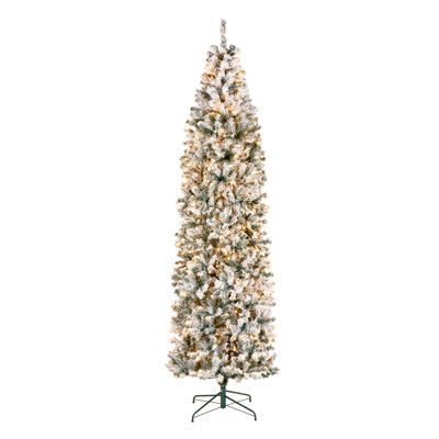 Acacia Flocked Tree with Clear Lights