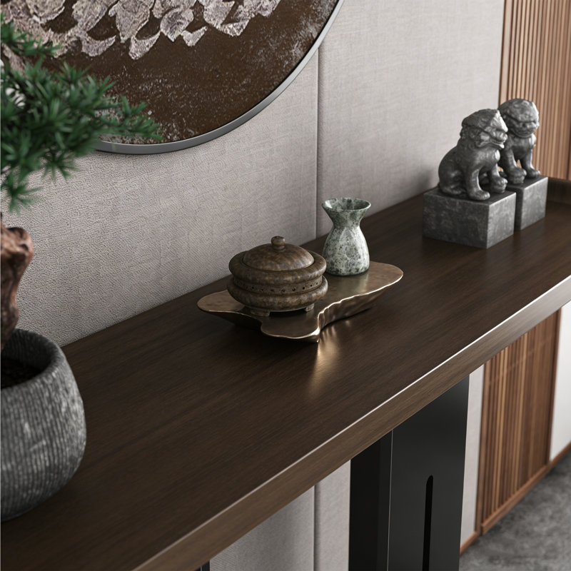 Console en bois de style moderne, H 33,4 po x l 70,8 po x P 13,7 po, Brun, Gris