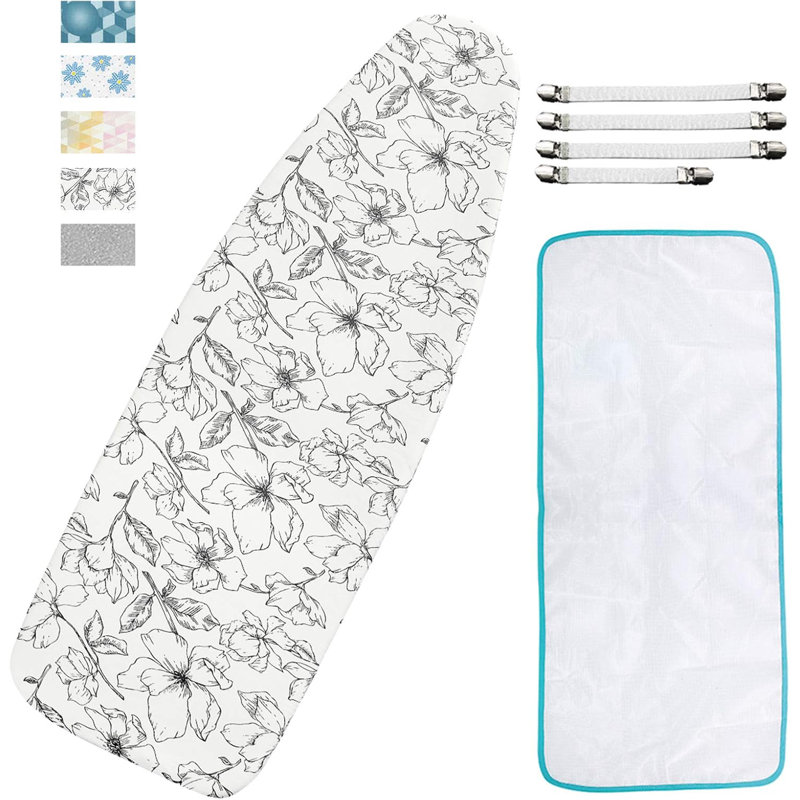Extra-wide Ironing Board Cover Floral White
