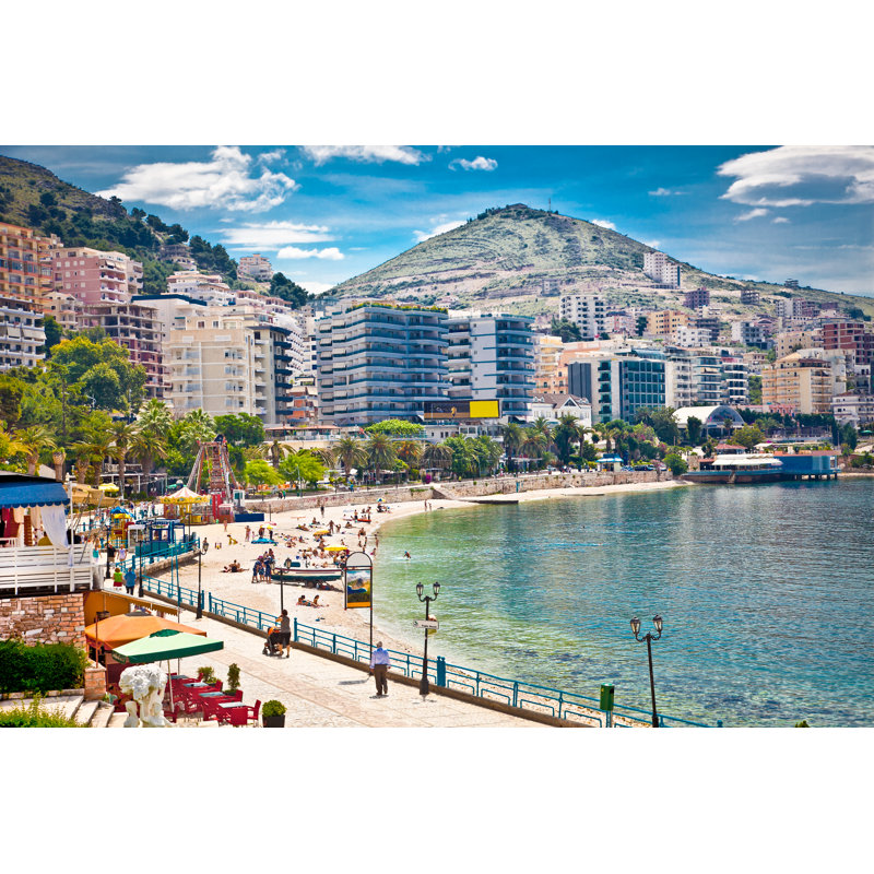Main City Promenade In Saranda, Albania. by Master2 - Wrapped Canvas Print, 30cm H x 46cm W 