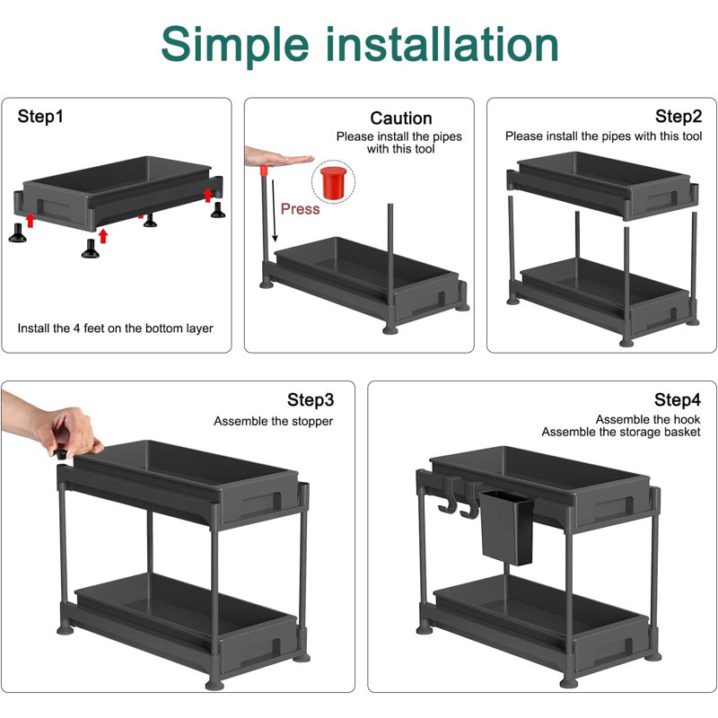 Under Sink Pull Out Organizer Shelf Cabinet Storage Shelves