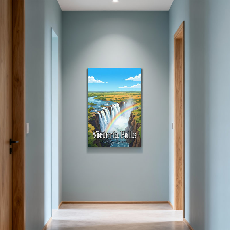 «Scenic & Cityscapes Victoria Falls Waterfall Rainbow Landscape», reproduction d'art sur toile, H 36 po x l 24 po