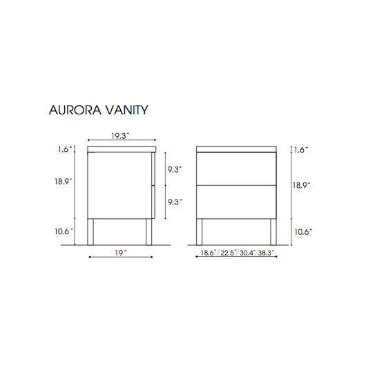 Ensemble de meuble-lavabo simple 23 "avec miroir Aurora, Wengé