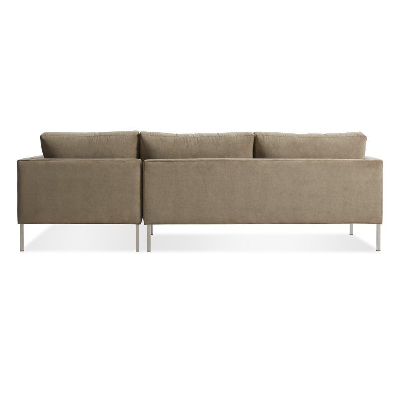 Paramount Chaise Sectional, Stainless Steel, Sanford Ceramic Crossweave, Right Hand Facing