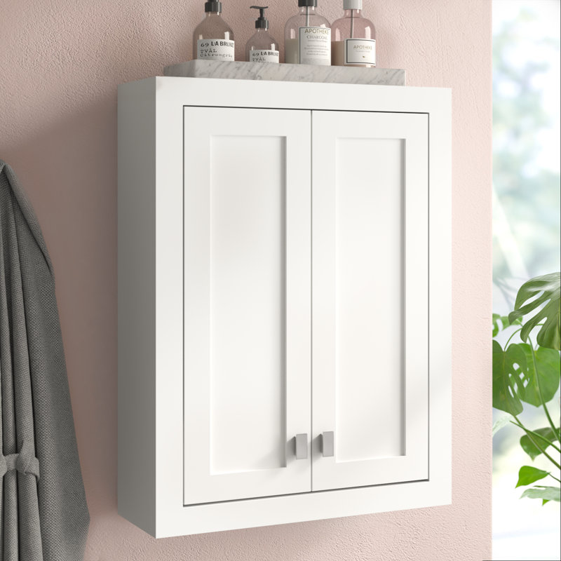 Higuera Solid Wood Bathroom Cabinet, White, 1