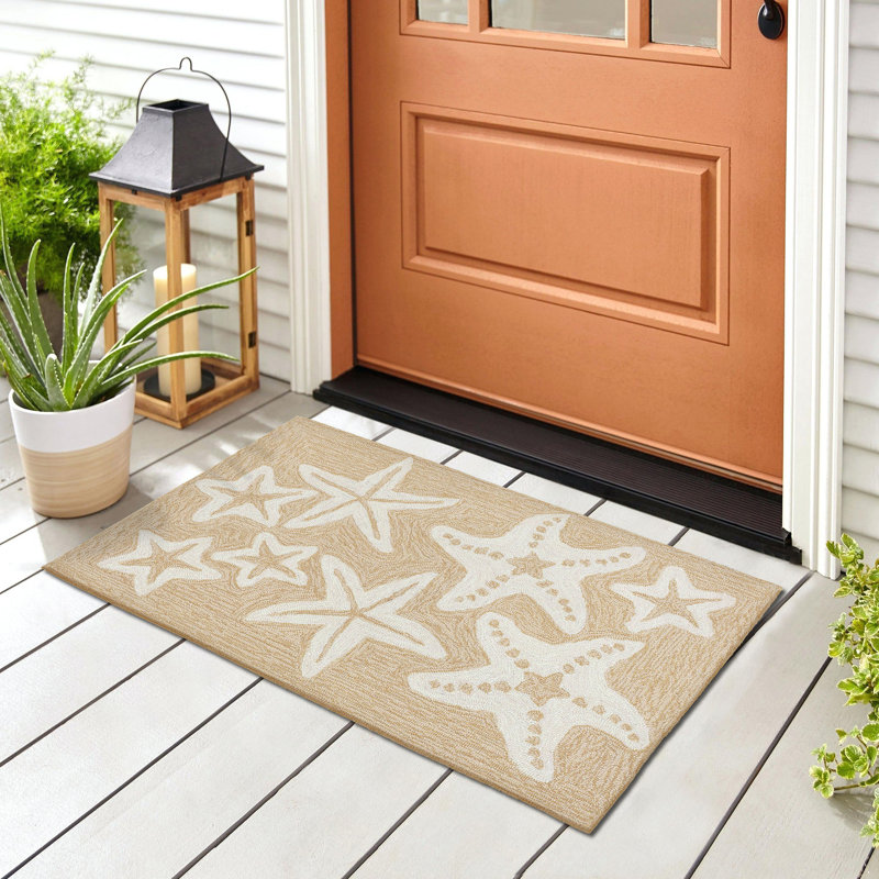 Tapis intérieur / extérieur brun clair touffeté à la main Vogt, Rectangle 2 pi x 3 pi