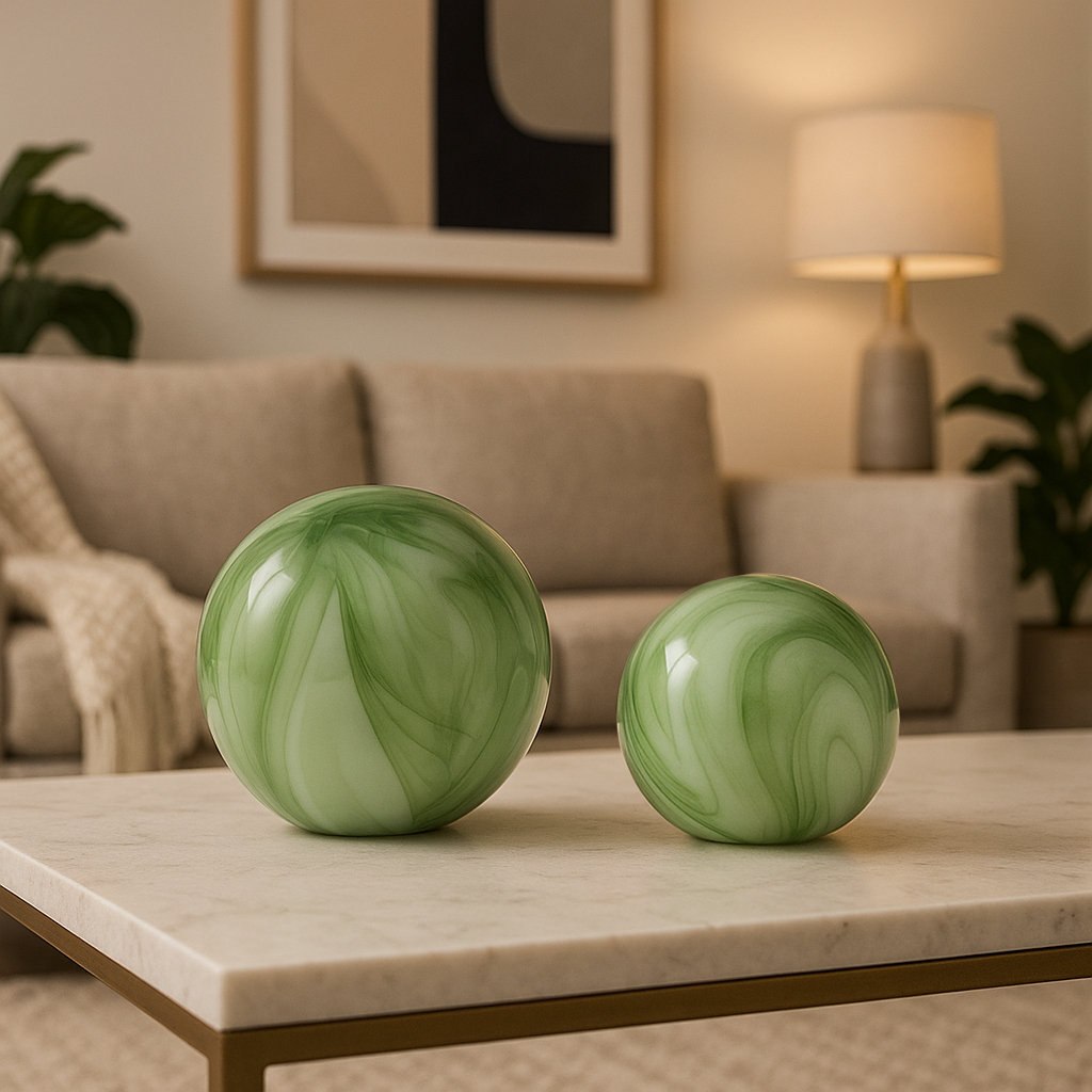 Cosentino Modern Glass Orbs Set of 2 - Stylish Decorative Accents Orren Ellis 