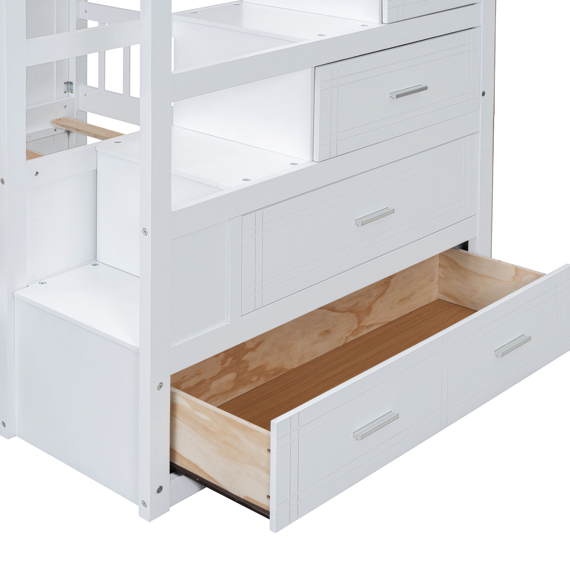 Harriet Bee Full Over Twin Bunk Bed In Grey. Wardrobe & Drawers For ...