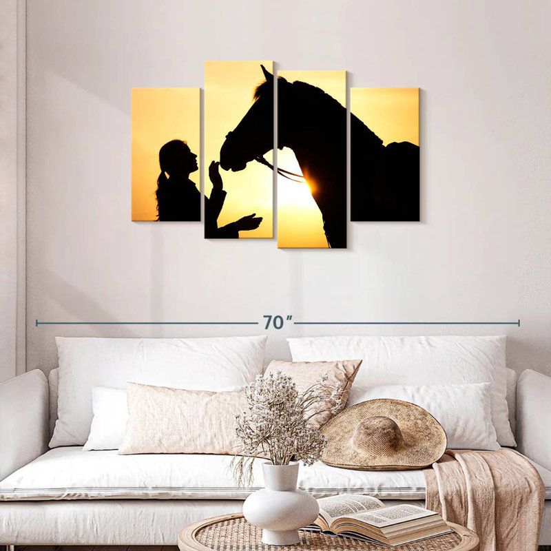 Cheval et fille Brampt, H 27 po x l 43 po