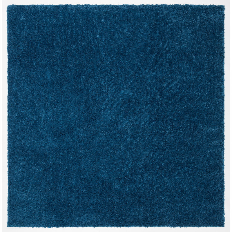 Brittney Performance solid color shag rug, Carré 5 pi 3 po, Navy