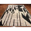 Tapis marocain en laine noué à la main 6 x 9 po, tapis ivoire moderne abstrait noir, tapis géométrique minimaliste