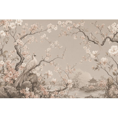 Chinoiserie Wallpaper Floral Landscape Removable Wall Decor