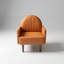 Fauteuil contemporain en forme de coquillage avec coussins moelleux et pieds en bois massif