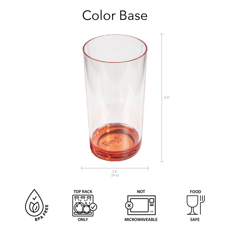 Verre de couleur acrylique, 24, Orange