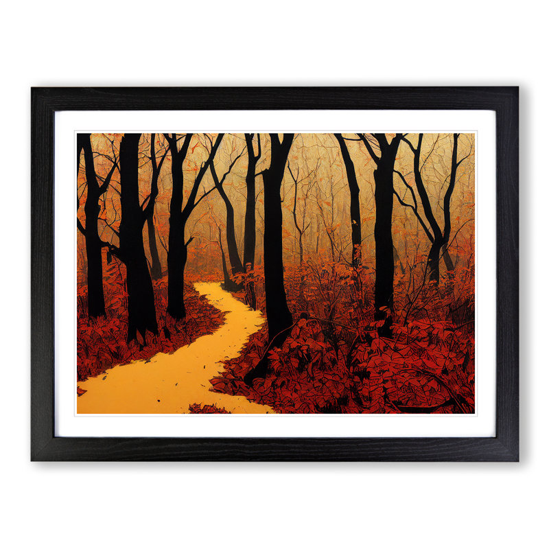 A Radiant Autumn Forest - Single Picture Frame Print, Black, 46cm H x 64cm W