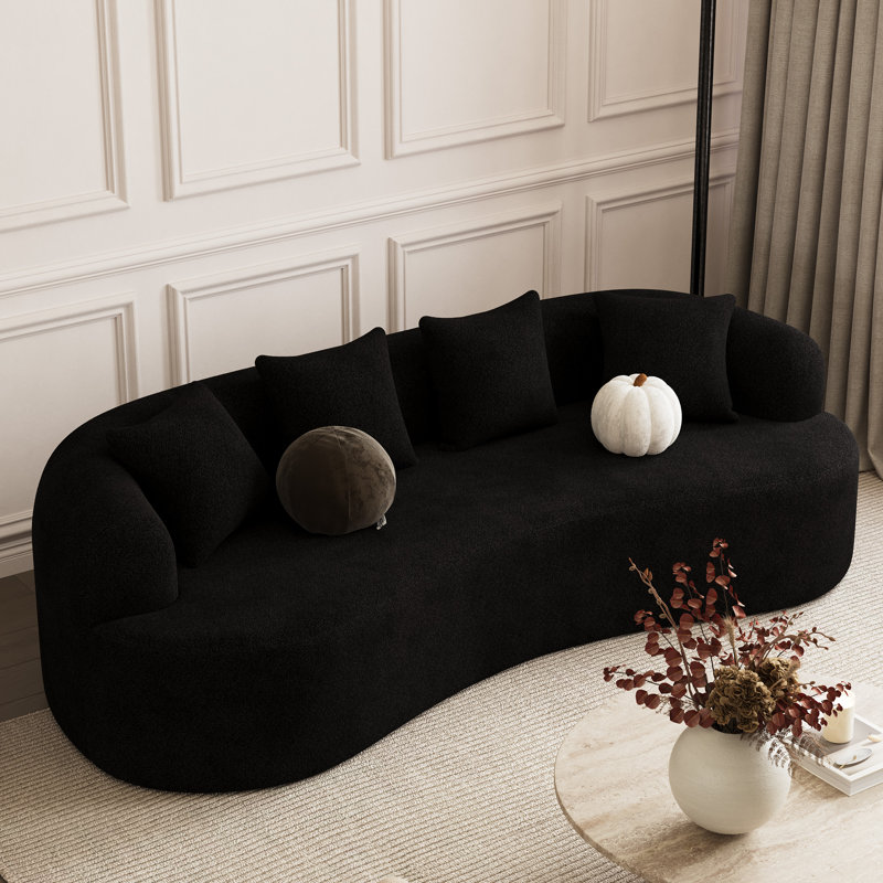 Canapé incurvé moderne pour salon en chenille, Noir