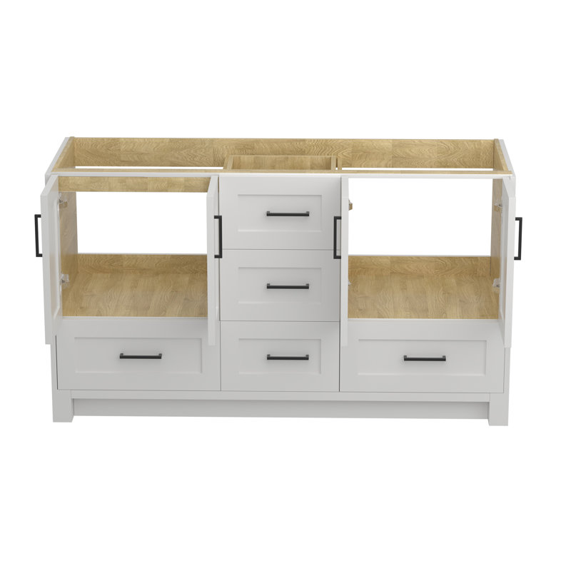 Taranika 60" Double Bathroom Vanity Base Only, White