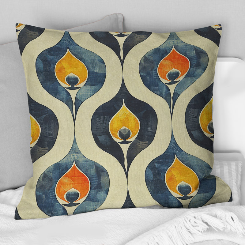 Coussin décoratif orange Midcentury Charm II - Midcentury, H 18 po x l 18 po