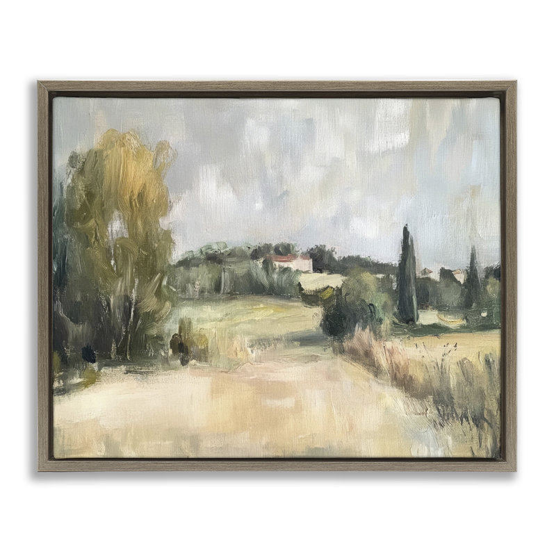 Cadre flottant Hill Top House, par Petal Prints Design, H 17 po x l 21 po, Cadre flottant orme Montalcino