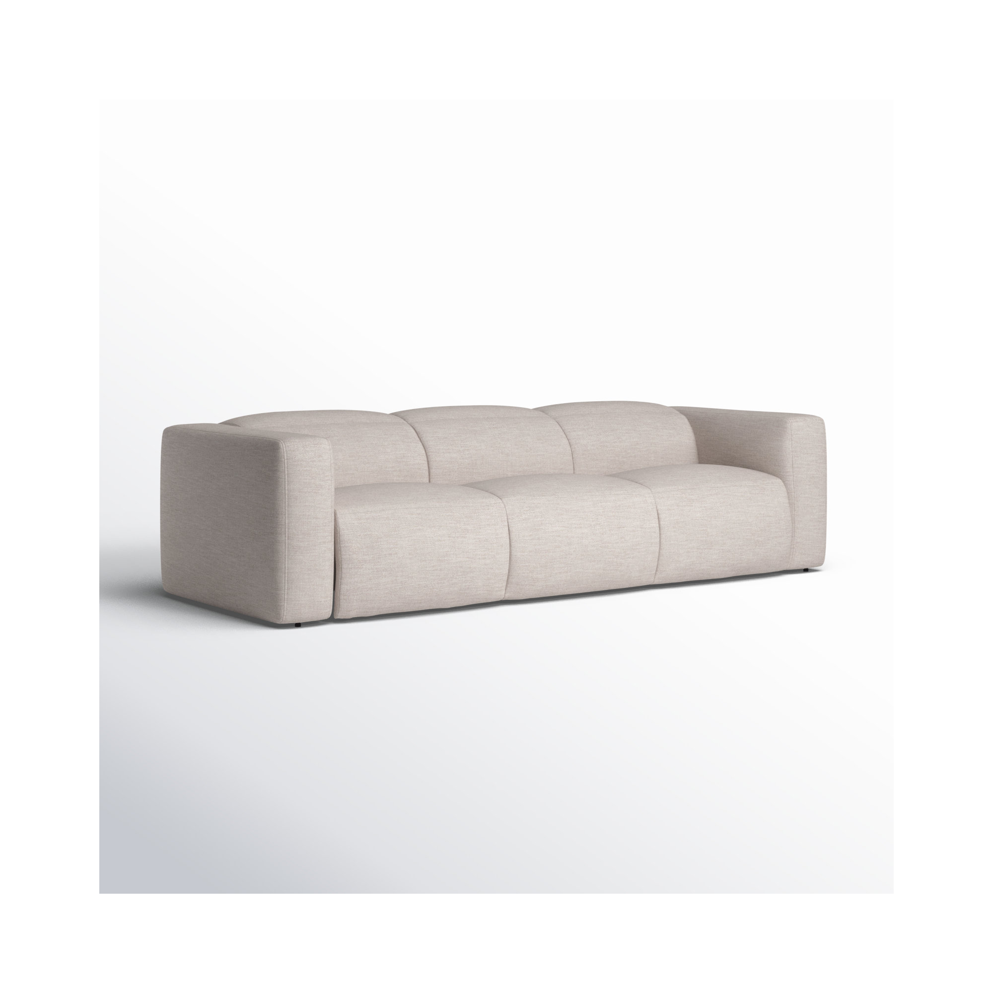 Amed 124" Genuine Leather Power Reclining Sofa, Gray Polyester Blend