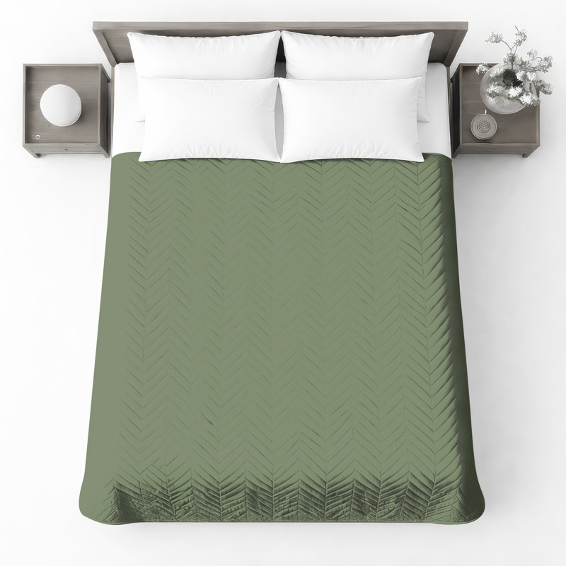 Solid Light Green Quilted Bedspread All Sizes, Full / Double