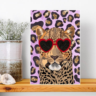Leopard Heart Sunglasses Modern Wall Art Print by Sarah Manovski - Wrapped Canvas Print