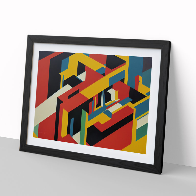 Abstract Bauhaus Vol.1 - Single Picture Frame Print, 46cm H x 64cm W x 2cm D, Black