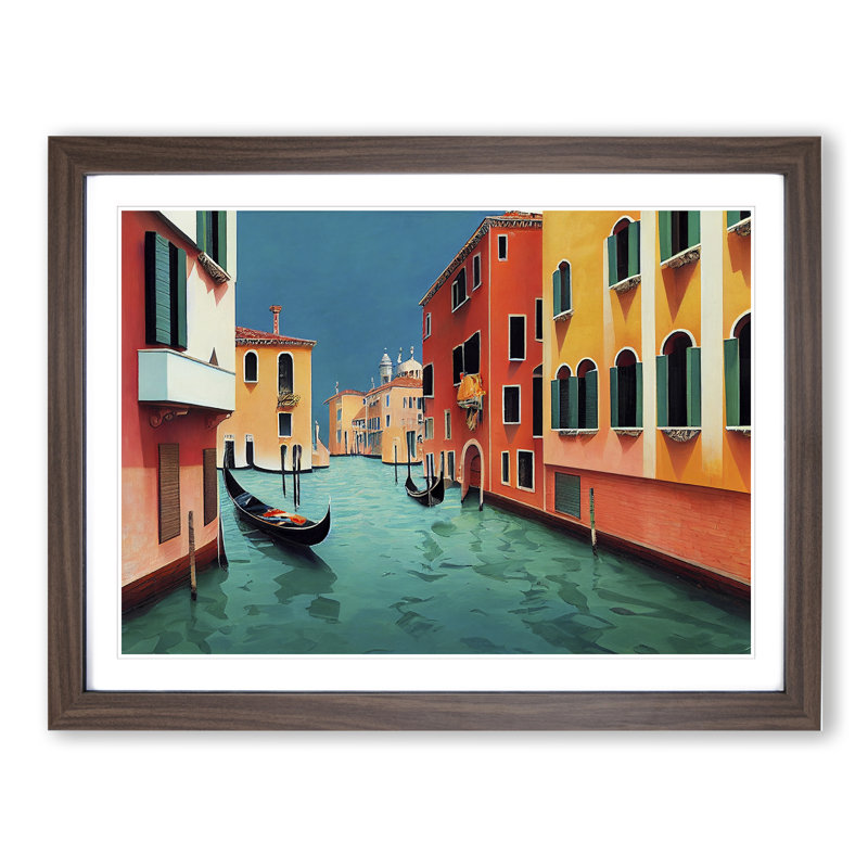 Modern Venice Canal Vol.2 - Framed Print, 25cm H x 34cm W x 2cm D, Brown Framed
