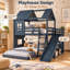Lit superposé Benedict House avec glissade, échelle, étagères de rangement et armoire, lit superposé au sol avec barrières de sécurité-1946216194-1946216207