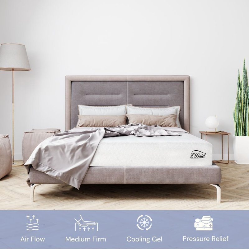 L’Baiet Gel Memory Foam Mattress, Twin, 8"