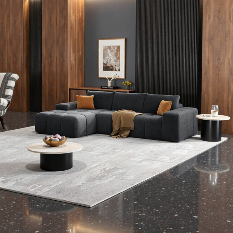 Ensemble de canapé modulaire moderne en forme de L: Canapé à assise profonde sans assemblage avec 3 coussins moelleux et conception flexible - Un luxe sans effort pour une vie compacte