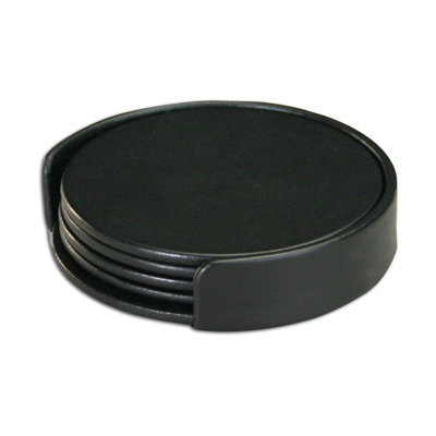 Leather Round 4 Piece Coaster Set