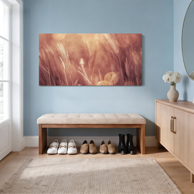 Golden Wheat Field Nature Print Canvas Wrapped Wall Art Oil Painting Style For Living Room Bedroom Decor