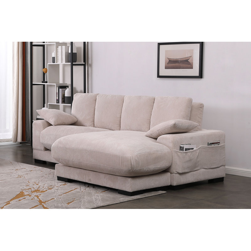 Canapé modulaire Hutsonville, Velours côtelé beige