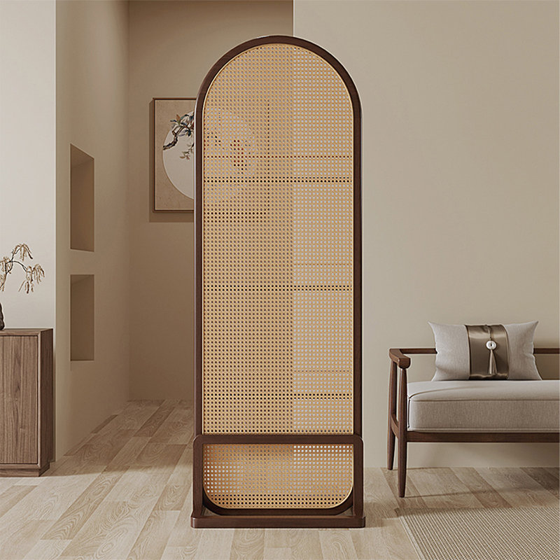 1 panneau de séparation en bois massif noisette + rotin, H 70,87 po x l 27,56 po x P 13,78 po