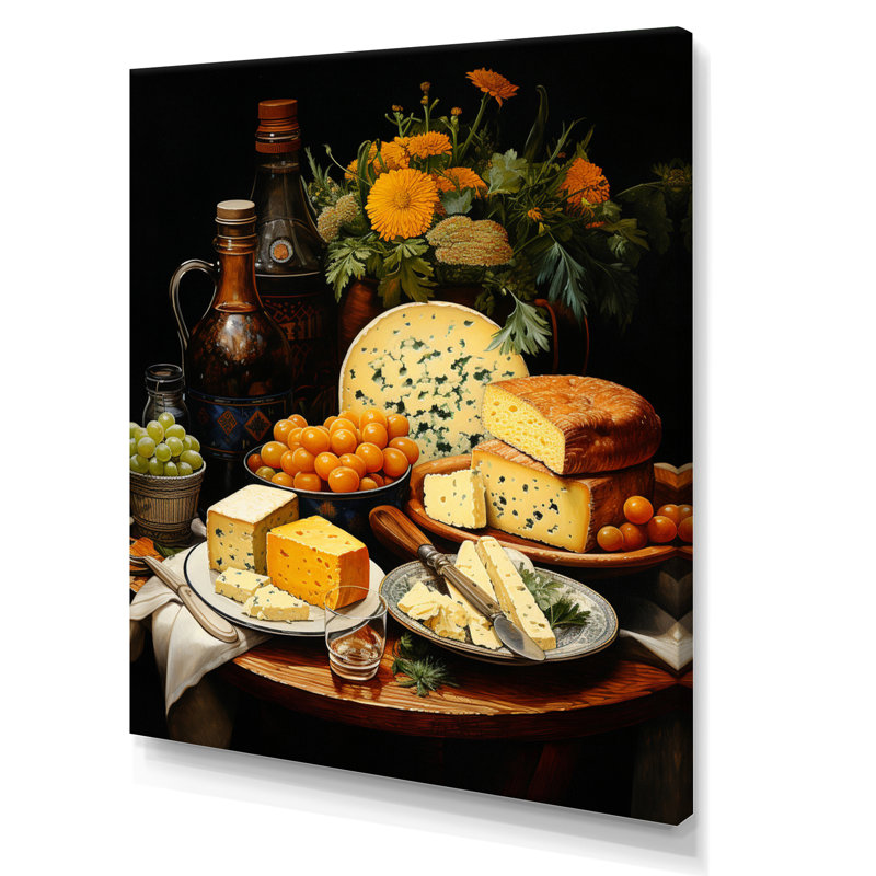 Daijuan Food Cheese Pointillism Dot II, H 32 po x l 16 po x P 1 po, Toile tendue
