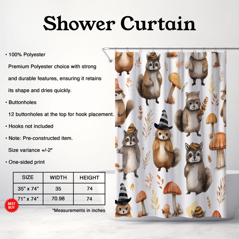 Fall Fall - Rideau de douche Premium, H 74 po x l 71 po